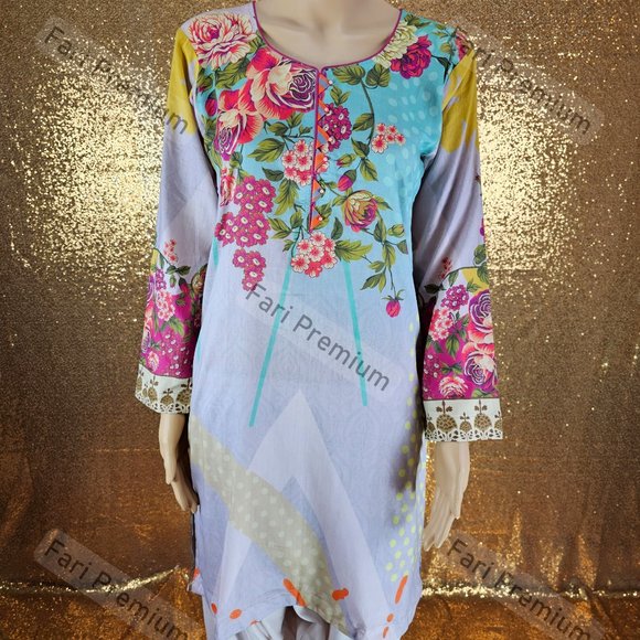 Asim Jofa 3PC Printed Lawn Cambric Cotton Shalwar Kameez Pakistani/Indian SMALL - Picture 6 of 12